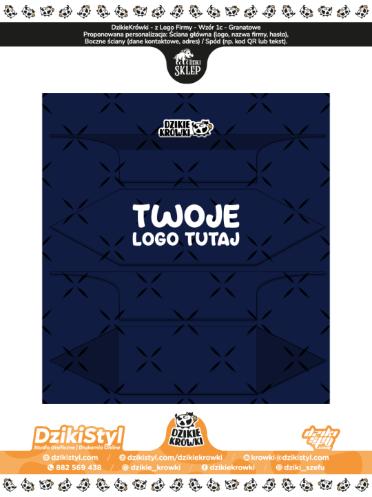DzikieKrówki - z logo firmy - Wzór 1c - Granatowe - Makieta.png