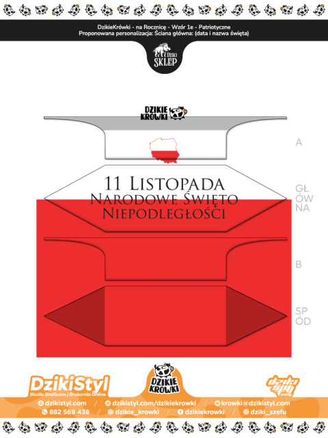 Dzikie Krówki - na Rocznicę - Wzór 1e - Patriotyczne