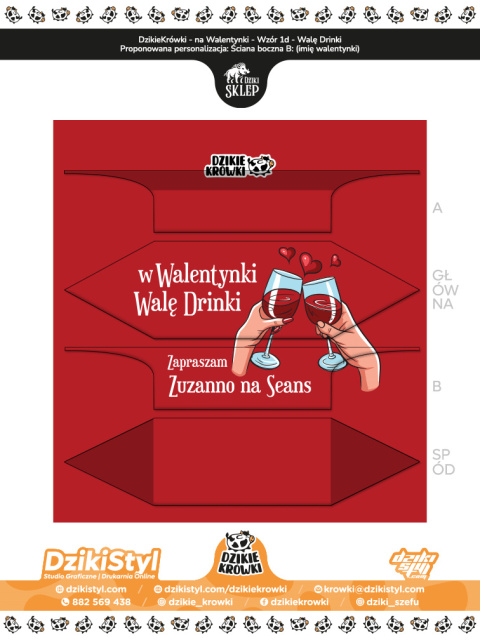 Dzikie Krówki - na Walentynki - Wzór 1d - Walę Drinki