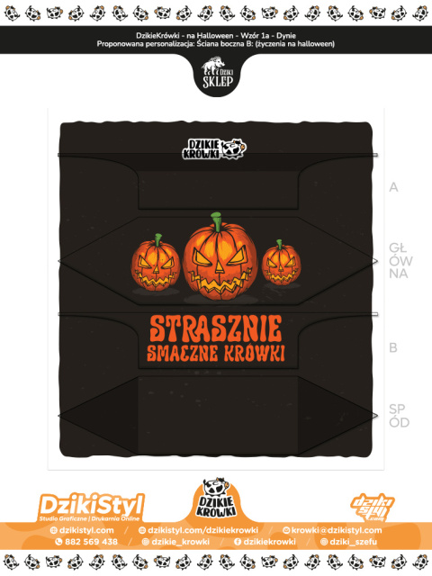 Dzikie Krówki - na Halloween - Wzór 1a - Dynie