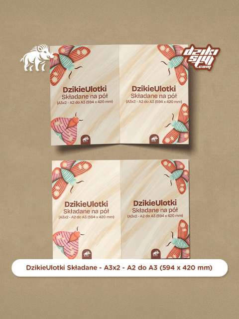 Dzikie Ulotki - Składane na pół - A3x2 - A2 do A3 (594 x 420 mm) Dzikie Ulotki - Składane na pół - A3x2 - A2 do A3 (594 x 420 mm)