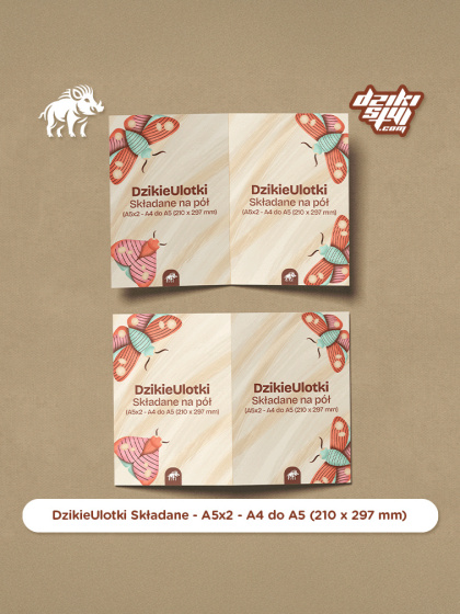 Dzikie Ulotki - Składane na pół - A5x2 - A4 do A5 (210 x 297 mm)