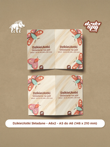 Dzikie Ulotki - Składane na pół - A6x2 - A5 do A6 (148 x 210 mm)